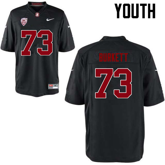 Youth Stanford Cardinal #73 Jesse Burkett College Football Jerseys Sale-Black - Click Image to Close